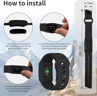 Silicone Sport Band Compatible with Whoop 4.0 Band for Men Women,Soft Comfort Durable Replacement Wristbands for Whoop 5.0 Silicone Bands