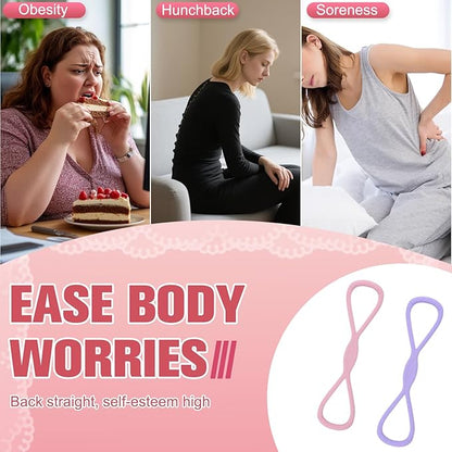 2PC Figure 8 Exercise Bands for Women Men, Victoriousact Resistance Bands, Fullbody Yoga Pulling Rope with Handles for Glutes, Back, Chest Expander Strap