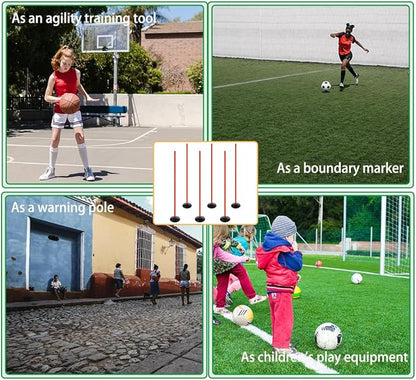 Soccer Basketball Training Poles Detachable Agility Poles Training Equipment, Slalom Drill Speed Training Pole