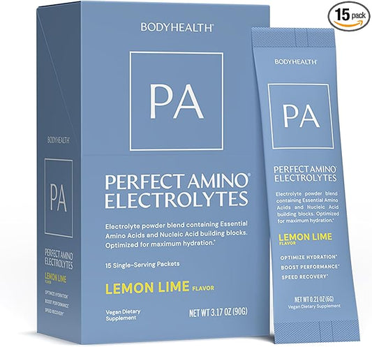 BodyHealth PerfectAmino Electrolyte Drink Mix ??Lemon Lime ??No Sugar, Keto & Fasting Friendly