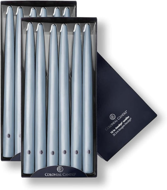 Colonial Candle Unscented Taper Candle, Handipt Collection, Wedgewood, 12 in, Pack of 12 - Up to 10