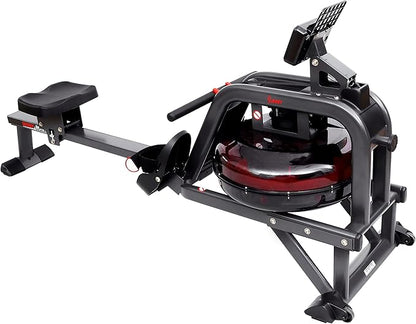 Sunny Health & Fitness Premium Water Rower w/Intensive Dynamic Real-Time Resistance, 300 LB Capacity Flip-able Rowing Machine for Home Training, Optional Free SunnyFit App Connection
