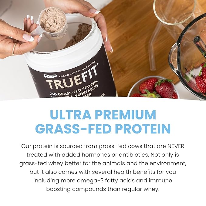 TrueFit Gut Healthy Protein Powder, Grass-Fed Whey Meal Replacement Shake with Prebiotics, Probiotics, & Organic Superfoods, Keto Friendly, Gluten Free (Packaging May Vary) 40 Servings