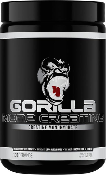 Gorilla Mind Creatine Monohydrate Micronized Powder, Improved Muscle Size, Power Output and Strength, 5 Grams per Serving, 100 Servings