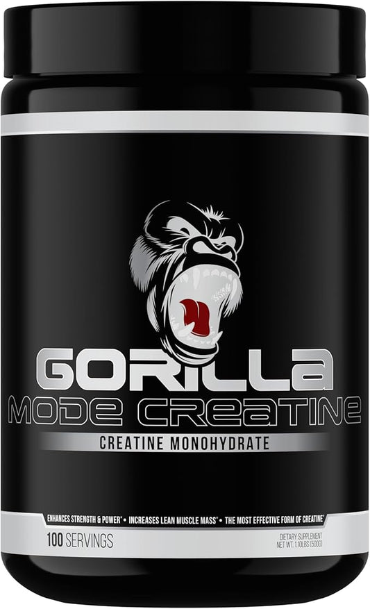 Gorilla Mind Creatine Monohydrate Micronized Powder, Improved Muscle Size, Power Output and