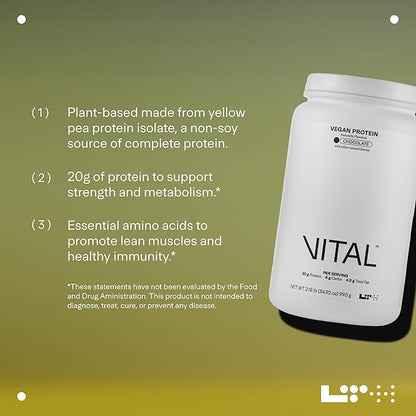 LTH Vital Vegan Protein - Trusted by Life Time Members - Plant-Based Protein Powder - Made from Pea Protein - Supports a Healthy Immune System - Gluten Free & Soy Free - Chocolate, 30 Servings