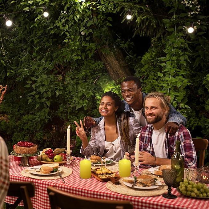 4 Packs 2x3 Inch Yellow Citronella Pillar Candles, Small Dripless Colored Lemongrass Scented Column Cylinder Candles for Patio Home Outside Garden Camping in Summer - 24 Hours Burning