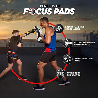 WYOX Curved Focus Mitts for Boxing & MMA | Durable PU Leather Punching Pads with Adjustable Strap | Ideal for Muay Thai, Kickboxing, Martial Arts Training – Hand Target Strike Shield for Men & Women
