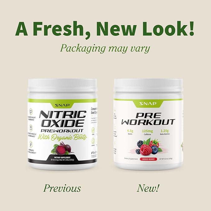 Snap Supplements Pre Workout Beet Root Powder, Nitric Oxide Supplement Preworkout for Men and Women with Organic Beets and B Vitamins, Energy and Heart Health Support, 30 Servings, Mixed Berry