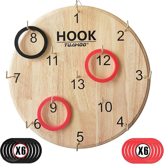 Ring Toss Games for Kids - Outdoor Yard Game for Adults & Family Backyard Toys, Wooden Board Hook