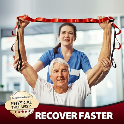 Stretching Strap with 10 Loops-Yoga Strap for Physical Therapy,Home Workout,Pilate & Flexibility Training,Non Elastic Exercise Stretch Band for Hamstring,Leg Stretcher Belt,Flexibility Fascia