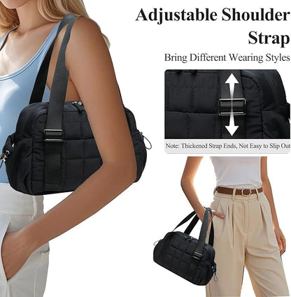 CAMTOP Mini Gym Bag for Women, Small Gym Tote Bag Puffy Quilted Sports Duffel Bag with Wet Compartment and Coin Purse Duffel Bags Dance Yoga Workout Bag