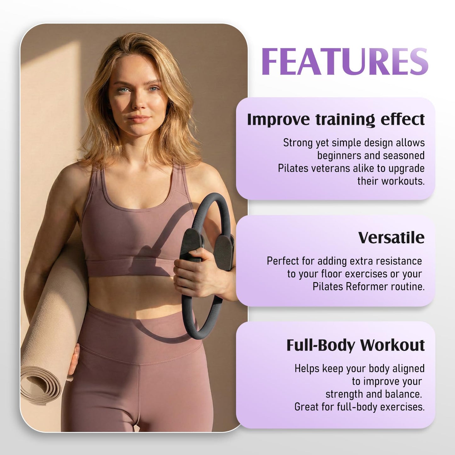 JKSHMYT Pilates Ring Fitness Circle for Women, Pilates Equipment – 14.5" Home Magic Exercise