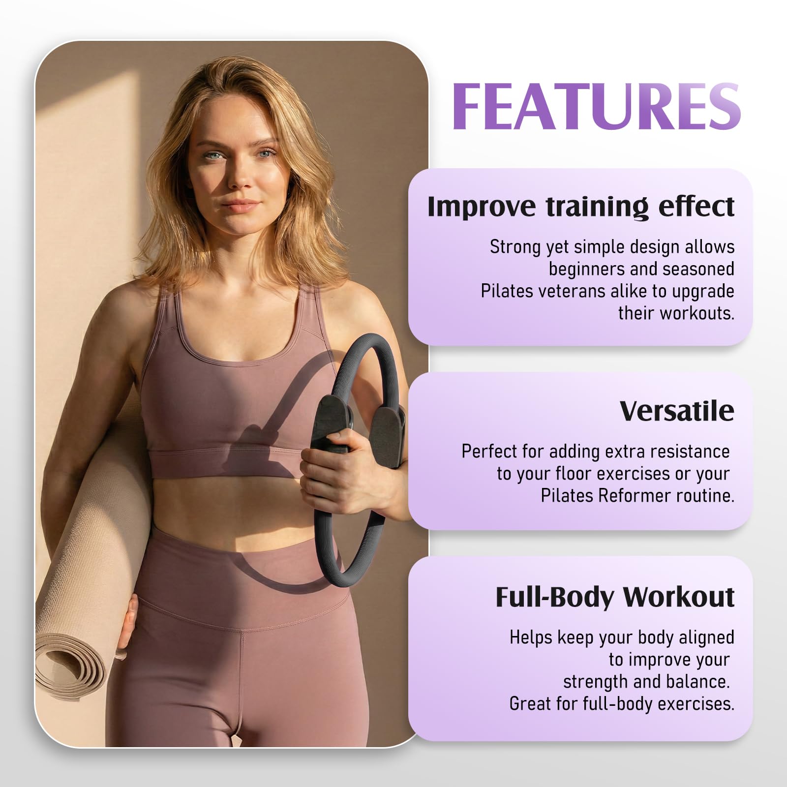 JKSHMYT Pilates Ring Fitness Circle for Women, Pilates Equipment – 14.5" Home Magic Exercise