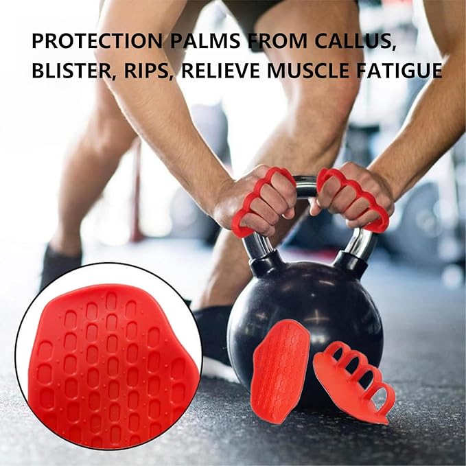 Ergonomic Finger-Sleeve Gym Grip Pads,Anti-Slip Palm Protectors for Weightlifting,Dumbbells,Pull-Ups，Fitness Gloves– Unisex(Black/Grey/Red)