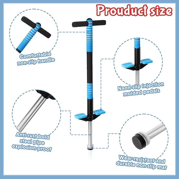 Leitee 3 Pcs Pogo Stick for Kids Age 6 and Up, Suitable for 40-80 lbs, Soft Foam Jump Stick for Beginners Kids Exercise Body Balance Keep Healthy, Outdoor