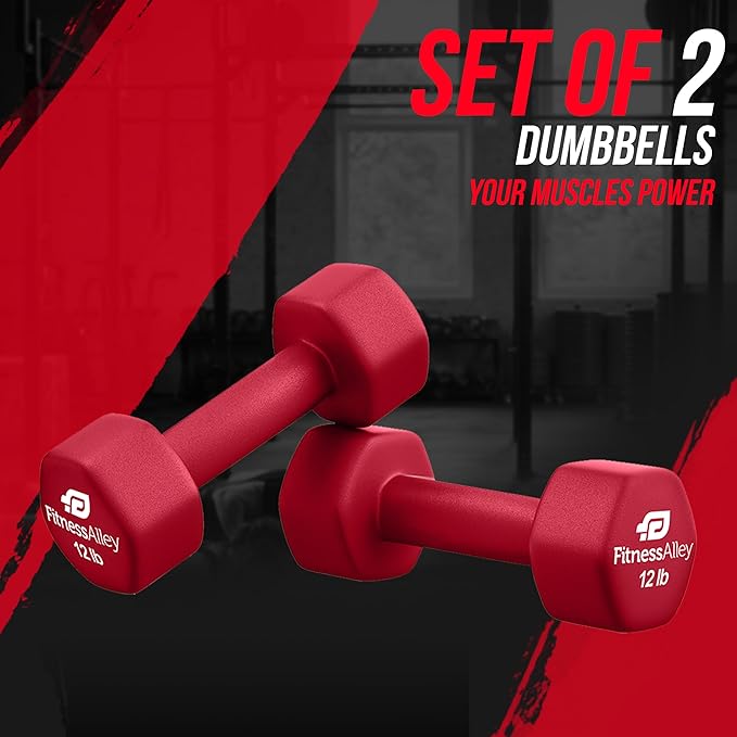 Neoprene Coated Workout Dumbbells set of 2 – Anti Roll, Non Slip with Smooth Grip Fitness & Exercise Dumbbells – Hexagon Shaped Hand Weights for Women & Men – Best Choice for Gyms & home use