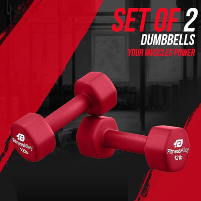 Neoprene Coated Workout Dumbbells set of 2 – Anti Roll, Non Slip with Smooth Grip Fitness & Exercise Dumbbells – Hexagon Shaped Hand Weights for Women & Men – Best Choice for Gyms & home use