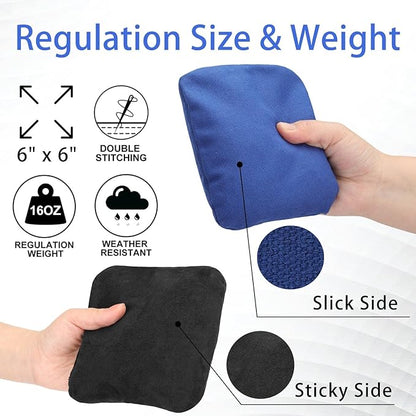 EunHo Dual Sided Cornhole Bags Regulation Set of 8 Professional Cornhole Bean Bags Slick and Stick for Tossing Game-All Weather