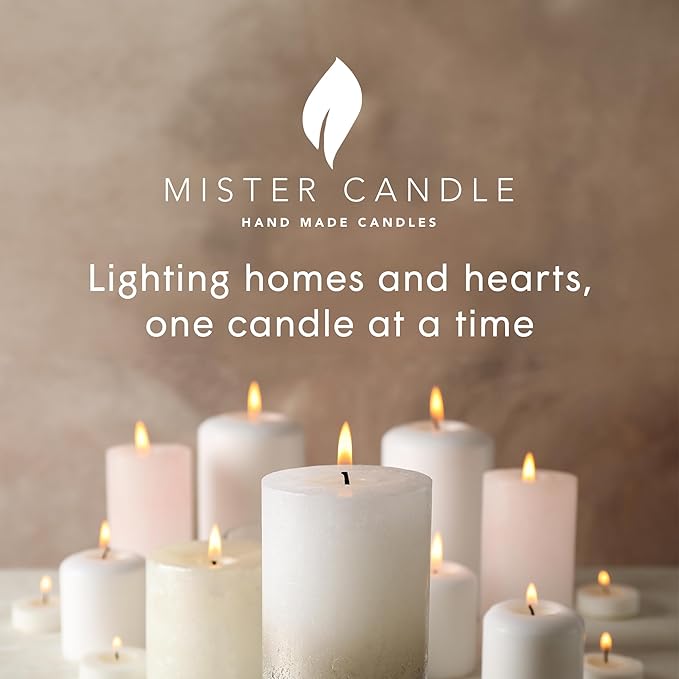 Mister Candle Dripless Unscented Pillar Candles, Set of 3 Hand Poured Burgundy Pillar Candles, Solid Color Non-Scented Candles for Home Decor, Premium Wax, 80 Hr Burn Time, 3x6 Inch