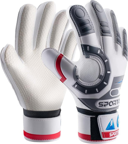 Sportout Kids Goalkeeper Gloves, Soccer Gloves with Double Wrist Protection and Non-Slip Wear Resistant Latex Material to Give Protection to Prevent Injuries