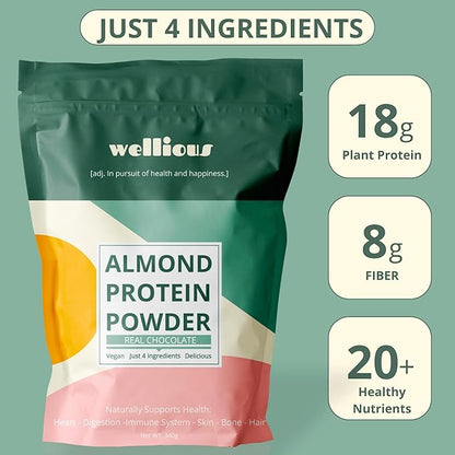 Clean Vegan Protein Powder Chocolate - Plant Based Protein Powder Dairy Free for Gut Health, No Sodium, High Fiber, Keto Friendly, Non Dairy, Lactose Free