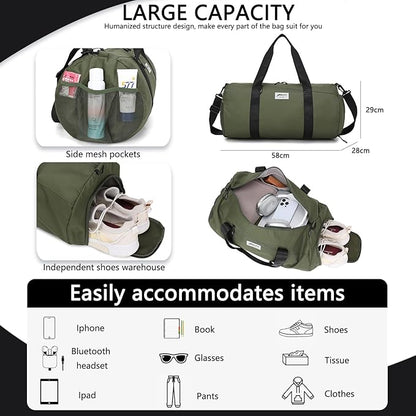 BE SMART Waterproof Mens Gym Bag with Shoe Compartment, Duffle Bag with Wet Pocket for Men, Lightweight Large Sport Duffel Bag NO Tpu Pocket for Overnight Weekender, Fitness, Swim, Boxing,Travel