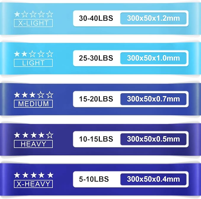 Resistance Bands for Working Out, Exercise Bands Resistance Bands Set with 5 Resistance Levels, Multi-Colored Workout Bands for Indoor & Outdoor Fitness, Leg Strength Training, Yoga