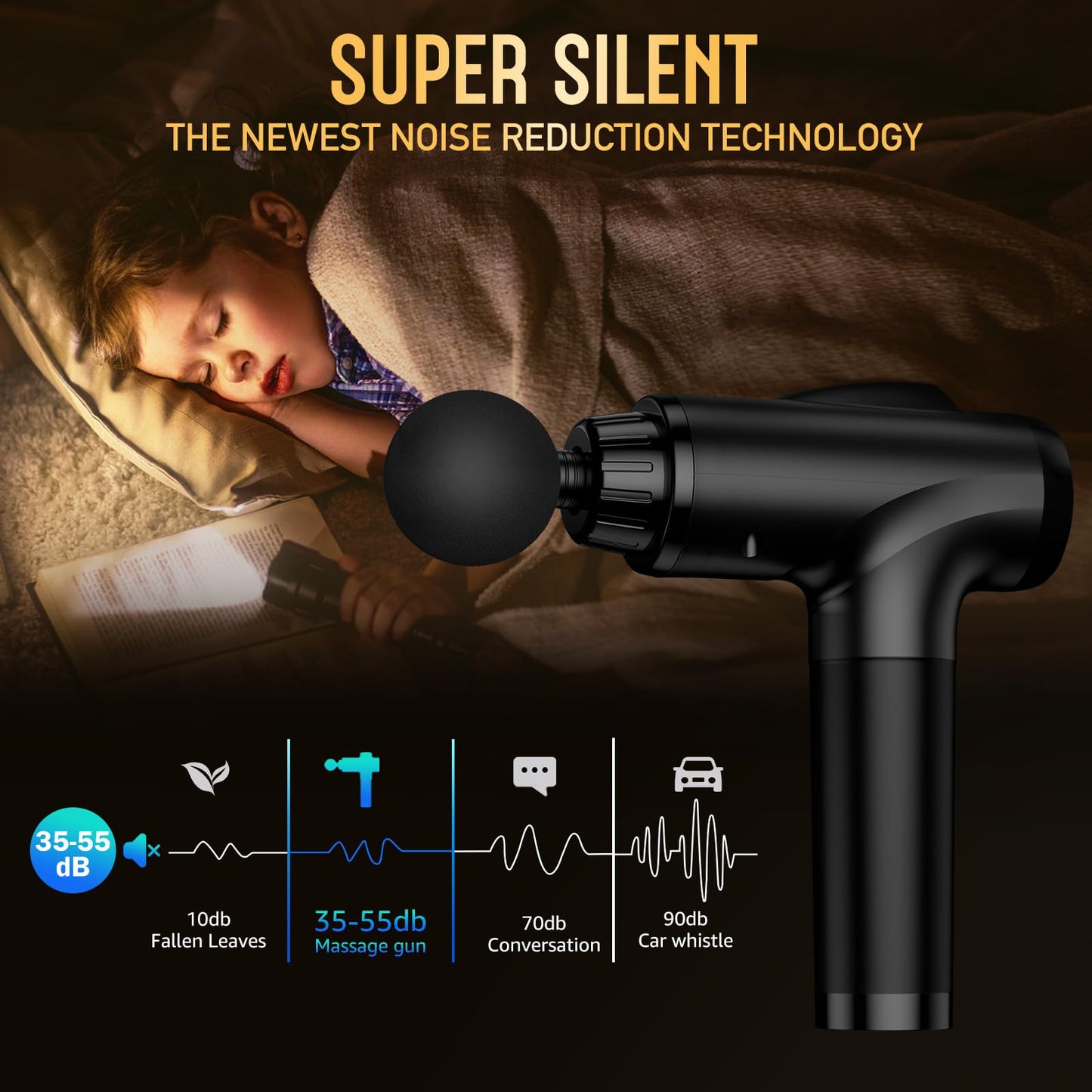 OLsky Massage Gun Deep Tissue 30 Speeds 9 Attachments Handheld (Black)