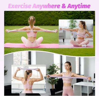 Figure 8 Fitness Resistance Bands with Handles, 20-60lb Adjustable Elastic Excercise Band, Non-Slip Fabric Silicone Bands for Strength Stretch Flexibility Training Arms Back Shoulder Chest Legs