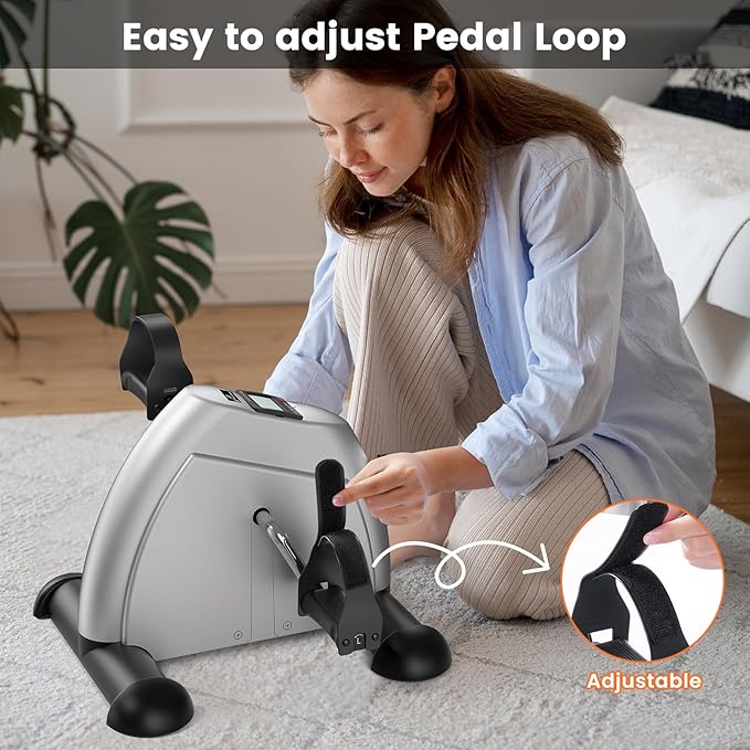 Sportneer Under Desk Bike Pedal Exerciser: Mini Exercise Bike Portable Peddler Sitting for Seniors with LCD Display Arm & Leg Bike Pedals Exerciser with Anti-Skid Mat for Home Office