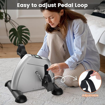 Sportneer Under Desk Bike Pedal Exerciser: Mini Exercise Bike Portable Peddler Sitting for Seniors with LCD Display Arm & Leg Bike Pedals Exerciser with Anti-Skid Mat for Home Office