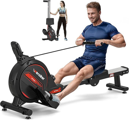 Rowing Machine, Magnetic Rowing Machine for Home, Upgraded 32-Levels Quiet Resistance with Smart Electronic Knob, 350 LBS Weight Capacity, Compact Rower Machine Easy Assembly, App Supported