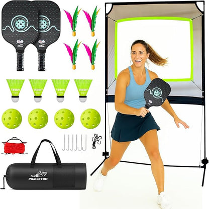 Portable Multi-Sport Glow in The Dark Paddle Game with Net – Premium USA Approved Paddles -Backyard & Indoor/Outdoor Family