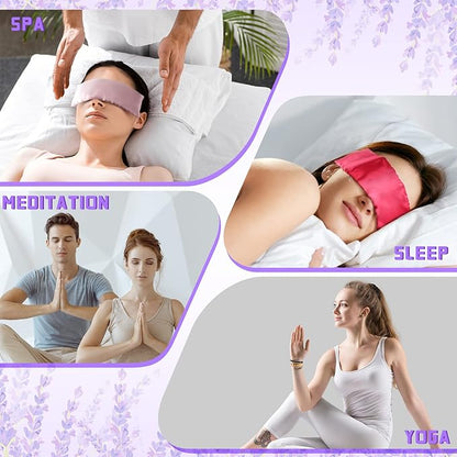 Tudomro 6 Pieces Satin Eye Pillow Case Washable Yoga Eye Pillow Cover Light Weight Removable Cover Yoga Massage Meditation Accessories, 9.8 x 4 Inches, Pillow Not Included