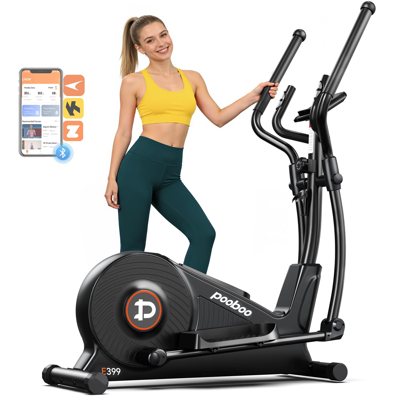 pooboo Elliptical Machine, Elliptical Exercise Machine with 16-Level Resistance&Hyper-Quiet