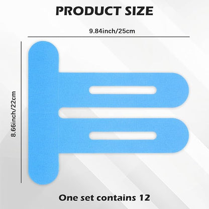 12 Pcs Precut Kinesiology Tape for Knees，Knee Tape for Knee Pain Relief Pre Cut，Waterproof, Breathable, Hypoallergenic Athletic Tape for Support and Protection (Blue)