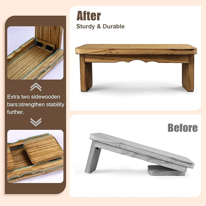 Meditation Bench - Yoga Bench,Wooden Zen Meditation Stool Kneeling Bench for Mindfulness Practice Tea Ceremony and Relaxation Ergonomic Design for Comfort and Support Household，Dark Wood