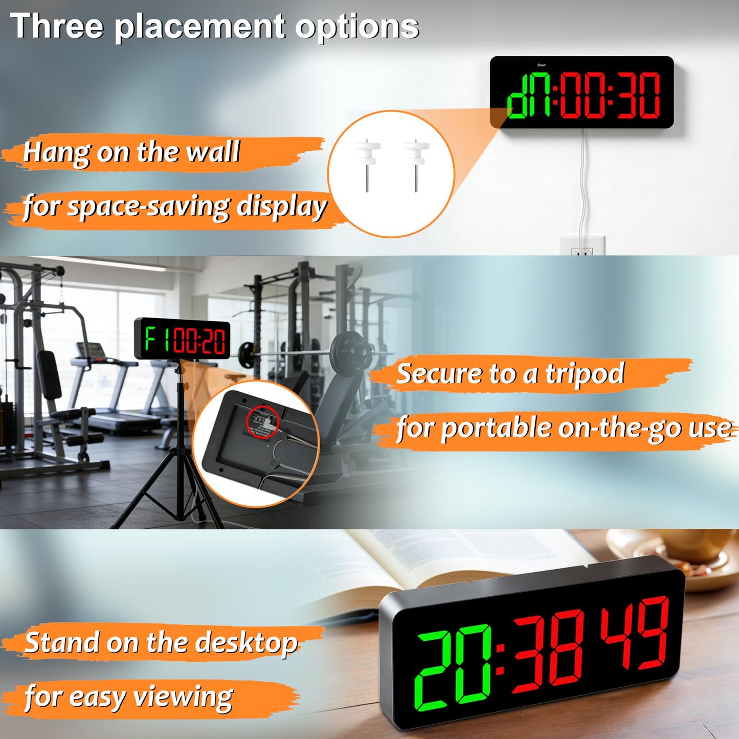 QINYUNE Gym Clock Timer for Tabata/FGB/EMOM Interval Workout