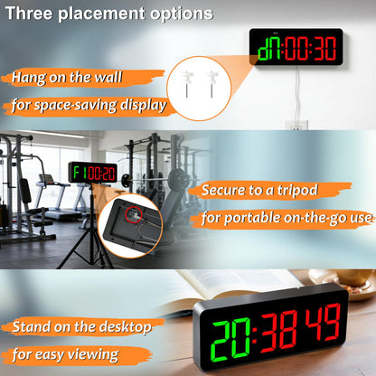 QINYUNE Gym Clock Timer for Tabata/FGB/EMOM Interval Workout