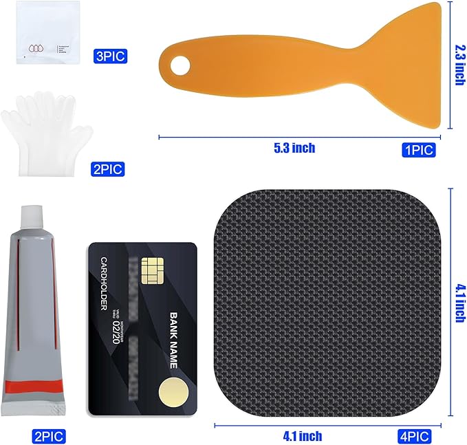 Trampoline Patch Repair Kit 4.1'' x 4.1'' Square Patches | Repair Trampoline Mat Tear or Hole in a Mat