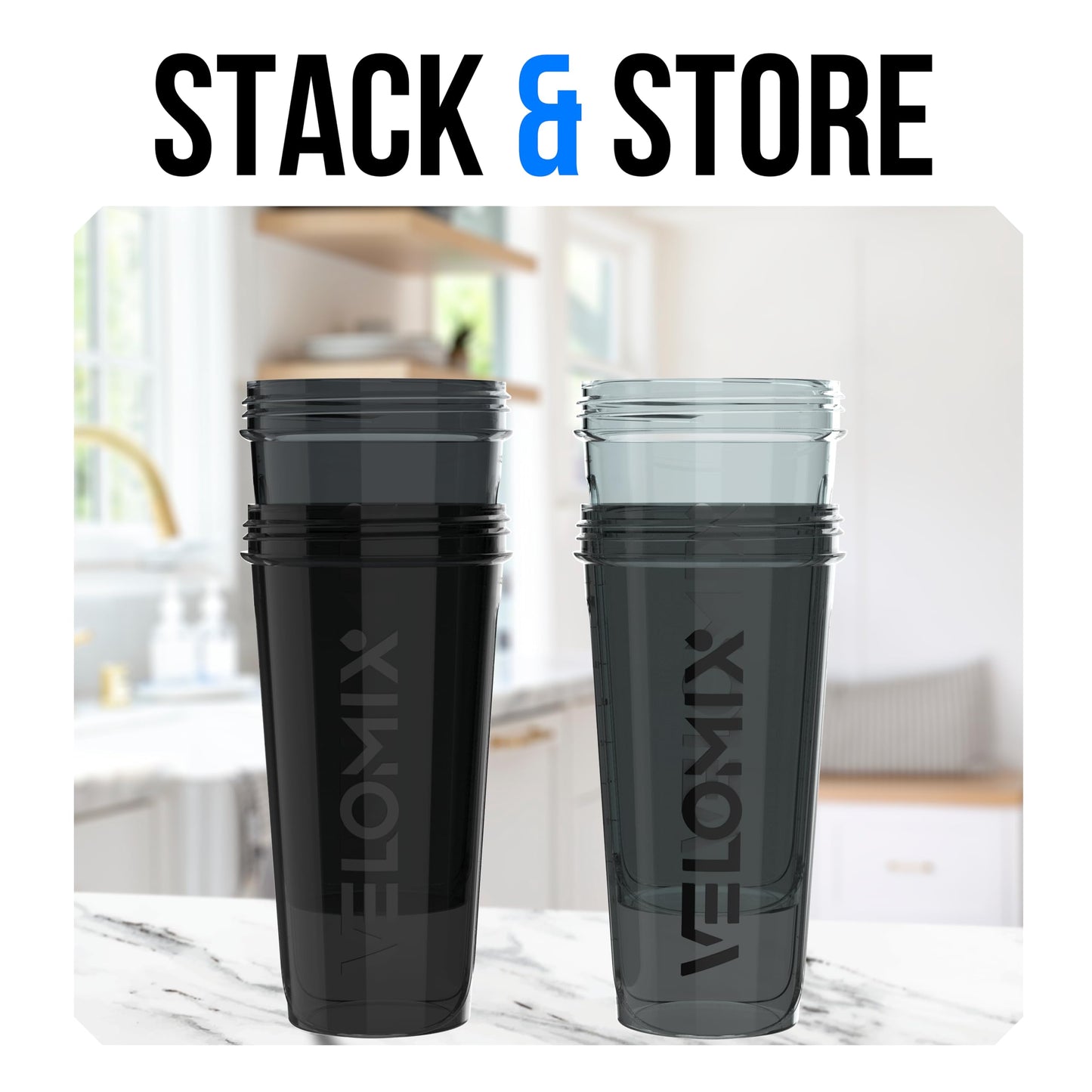 VELOMIX 4 Pack 28oz Protein Shaker Bottle for Protein Mixes, Silver Aurora