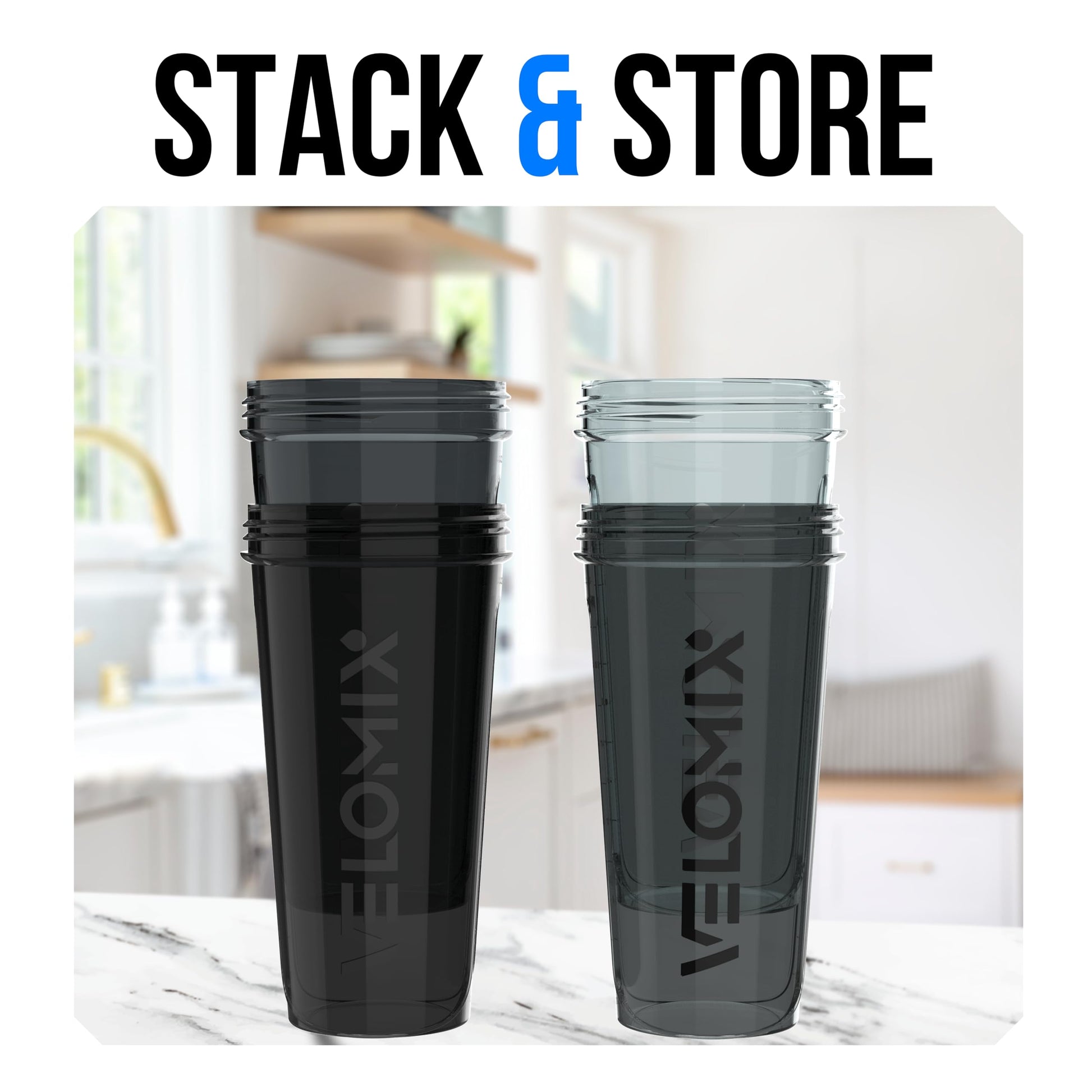VELOMIX 4 Pack 28oz Protein Shaker Bottle for Protein Mixes, Silver Aurora