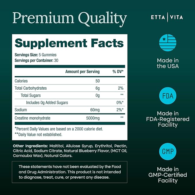 Sugar-Free Creatine Monohydrate Gummies (5g Per Packet) - Potent Creatine Gummies for Men & Women, Supplement for Muscle Support, Cellular Energy, Cognitive Function - Non-GMO, Gluten-Free, Vegan