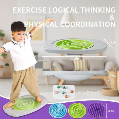 Balance Board Kids, Toddler Balance Board Maze, Wobble Board with 6 Colored Balls,3 Replacement Labyrinth Boards, Balancing Board Physical Therapy for Sensory Training
