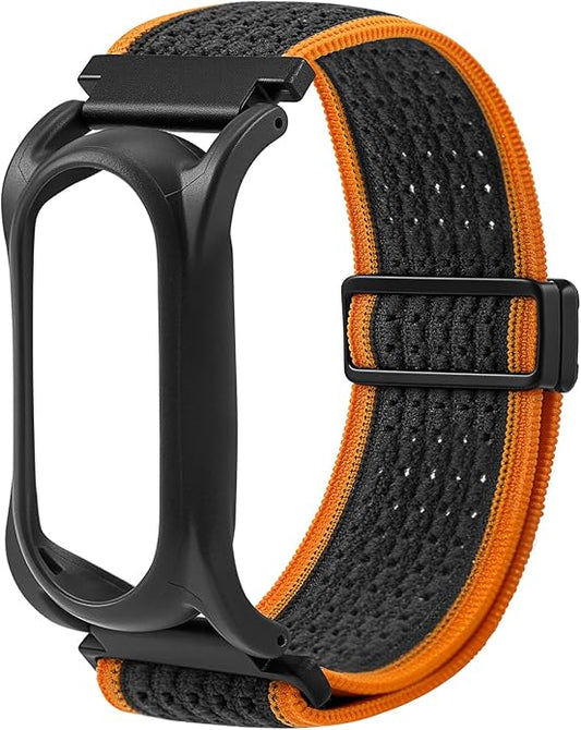 Adjustable Smartwatch Soft Woven Nyon Wristband + Protective Case Base fits for PLAUD AI NotePin Recorder,Upgraded 18mm Pin Notepin Strap for Easy Band Replacement
