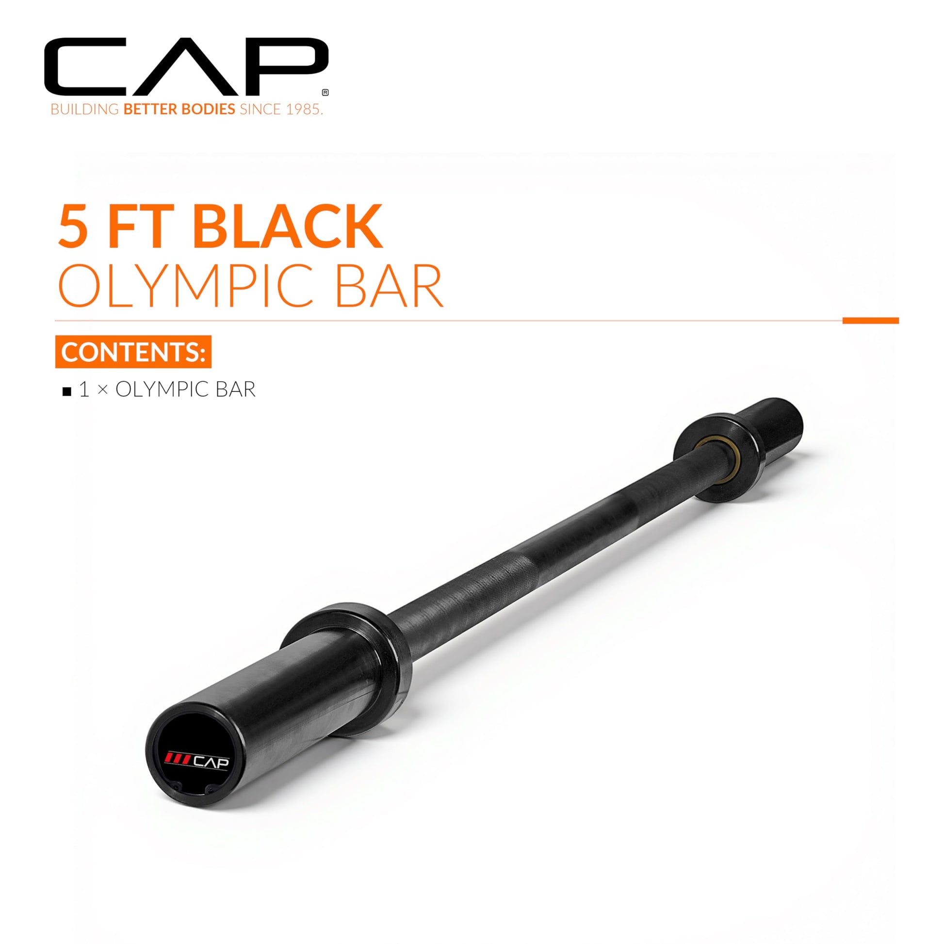 CAP 20lb 5ft Olympic Barbell, Black, Strength Training