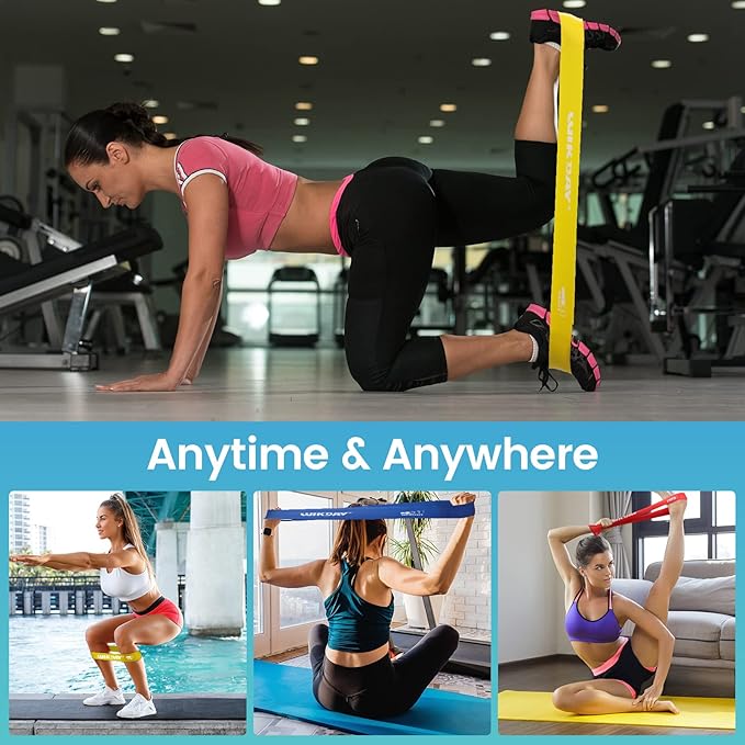 Resistance Bands, Pull Up Bands, Workout Bands for Exercise, Thick Heavy Resistance Band Set with Door Anchor, Elastic Bands for Body Stretching, Crossfit Training at Home/Gym Men & Women Women