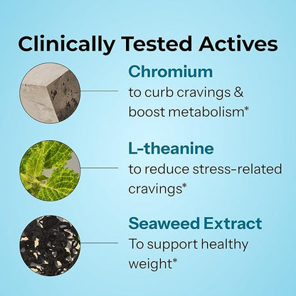 HUM Counter Cravings Chromium Supplements with L Theanine, Seaweed Extract & Forskolin to Help Support Appetite, Cravings, and Routines, Gluten Free, Caffeine Free Formula, 60 Vegan Capsules