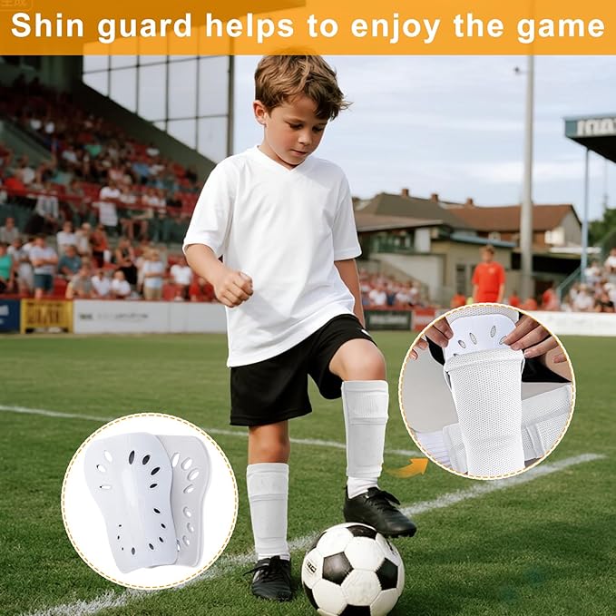 2 Pairs Shin Guards Soccer for Kids,Shin Pads Extra Lightweight Breathable Slide in Shin Guard for Football Training Match Outdoor Activities Protective Slip-in Shin Guards for Boys Girls